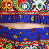 Blue Cotton Halter Choli with Bandhani Embroidery for Kids Girls, traditional Indian attire for festivals or special occasions