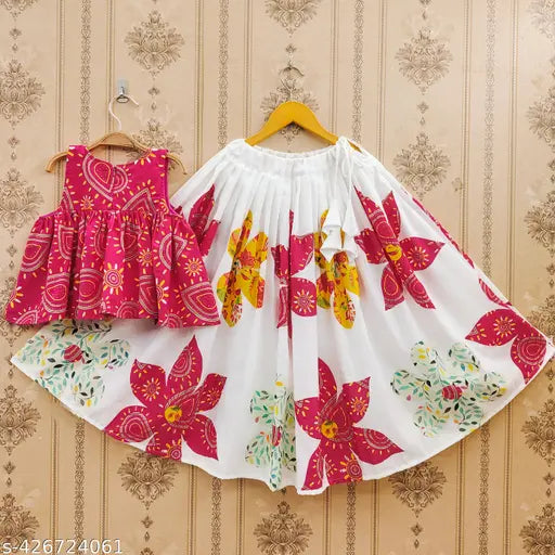 Pink Rayon Lengha Choli set for kids, perfect for Durga Puja and festive events