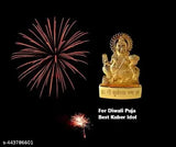 Gold plated Lord Kuber Murti statue, 7cm x 11cm x 2cm Indian god idol for puja decor