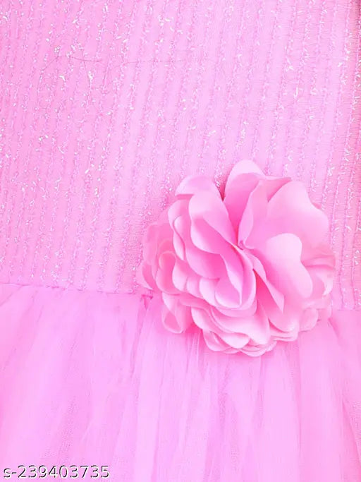 Pink net gown, sleeveless girls party wear for kids aged 1-2 years or 2-3 years, toy balloon design, Indian origin