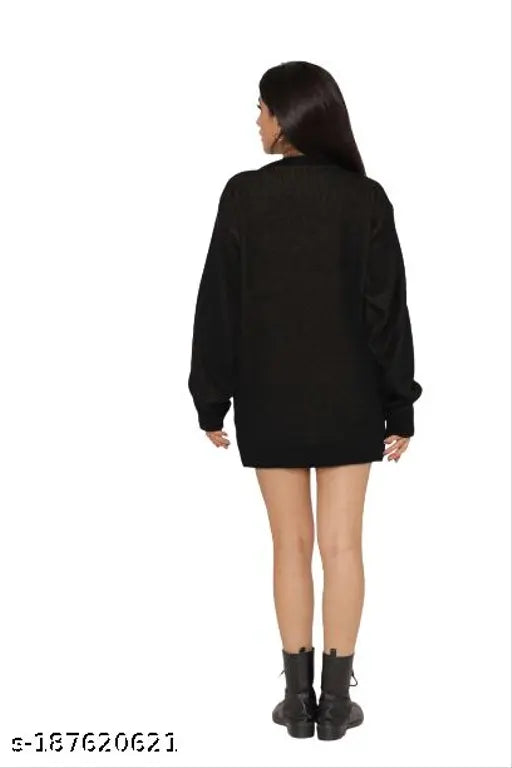 Trendy wool printed sweater for women, free size with long sleeves, India-origin fashion accessory