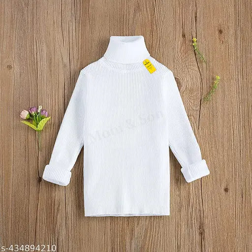 Woolen high neck winter sweater for kids, solid color, suitable for babies and toddlers (12-18M, 18-24M, 2-3Y, 3-4Y, 4-5Y), made in India