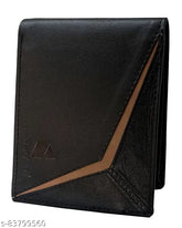 Black leather men's wallet with 2 compartments, solid design, and tan accents - ideal gift for boys or men. Indian origin, premium quality assured