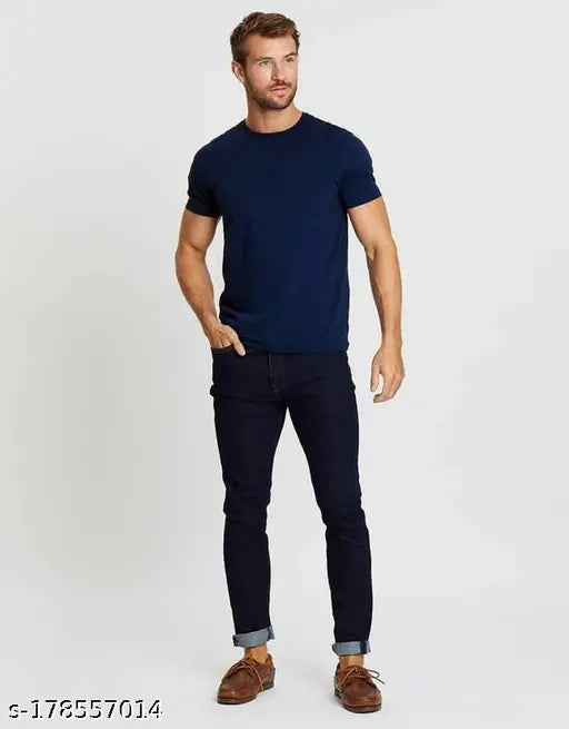 Colorblocked polycotton men's t-shirt, short sleeves, size M (chest size: 40 in), India origin