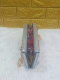 Synthetic embellished net clutch, free size (L: 10in, W: 3in), stylish women's purse from India