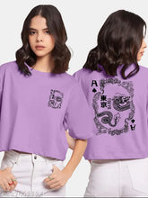 Black cotton blend oversized 3/4 sleeve round neck printed t-shirt for women, calm down design