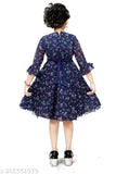 Embroidered crepe frock jacket for girls, printed pattern, three-quarter sleeves, size 7-10 years, India origin