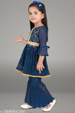 Purple teal maroon georgette kurti and palazzo set for 2-4 years, embellished ethnic wear for little fashionistas