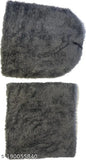 Black wool BTS cap with fur pattern, Grace premium winter hat for outdoor warmth