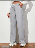 Grey cotton dori trouser - solid pattern for women's fashion, size 28/30/32/34/36 (waist 28in-36in, length 38in, hip 28in-36in) made in India