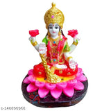 Polymarble handcrafted Laxmi MATA ji Idol, vibrant and durable God statue with a length of 2 inches, height of 4 inches, and breadth of 1.5 inches. Perfect for spiritual home decor in the North East direction, bringing wealth, health, peace, and happiness. Ideal as a gift for various occasions. Made in India