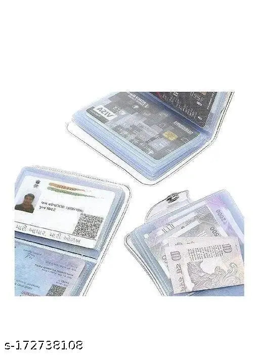 Solid-colored PVC card holder wallet for fashion-forward individuals, featuring 2 compartments and free size dimensions (10cm x 6cm). Made in India