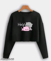 Cotton blend fancy full sleeve crop top, long sleeves, printed net design, best quality and price, size S (32in bust), India