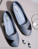 Stylish grey synthetic leather slip-on ballerinas for women - MAHI & LOOKS India