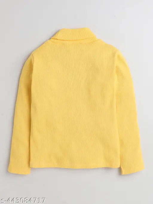 Yellow acrylic embroidery top, modern dress for girls, long sleeves