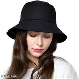 Black cotton bucket hat, textured pattern, Fancy Women brand from India