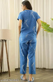 Cotton printed night suit for women, comfortable sleepwear with long sleeves and pyjama bottoms