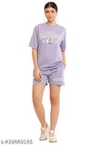 Lavender pure cotton printed nightsuit set: top & shorts for relaxed comfort and California-inspired style