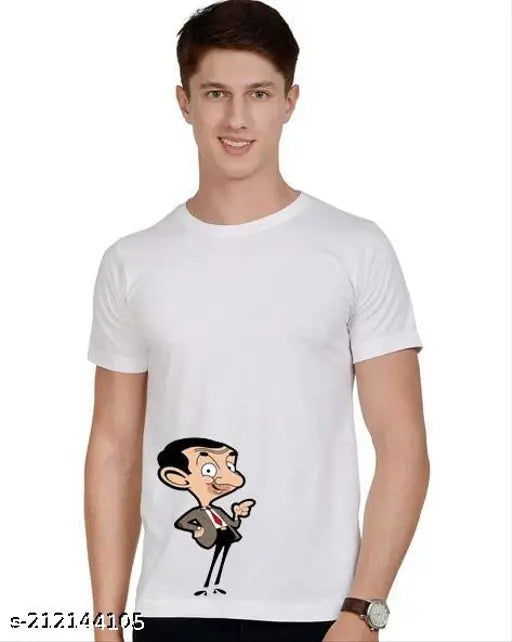 Printed polyester Mr.Bean t-shirt, short sleeves, humorous design, size S (36in chest, 26in length), made in India