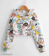 Girls Cat Printed Allover cotton blend hoodie, colorful cat pattern on long sleeves for kids clothing, size 4-5 years to 15-16 years
