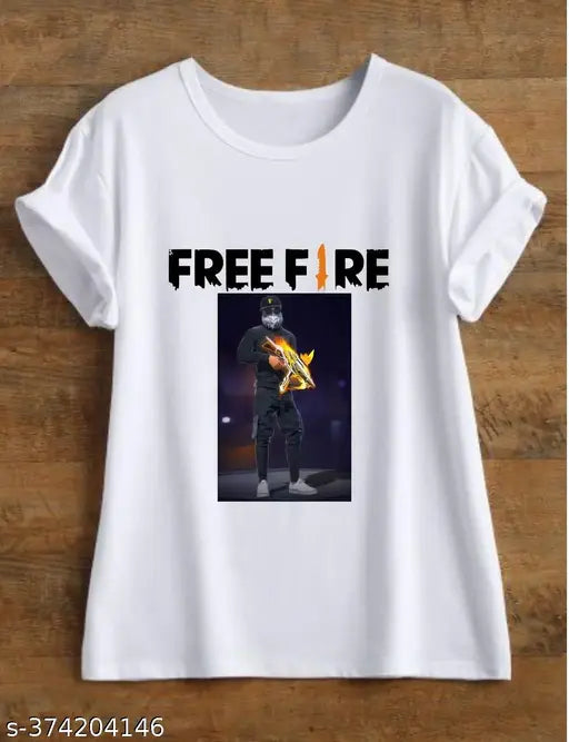 Premium white polycotton t-shirt with short sleeves, printed net design. Single piece, sizes S to XXL. Made in India