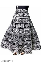 Vintage-style, cotton Jaipuri Sanganeri print maxi skirt with mandala hand block design, free size for women shopping on Meesho