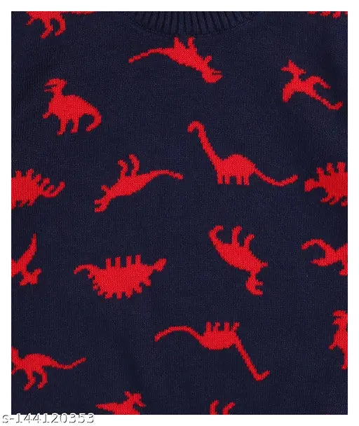Navy blue dinosaur print sweatshirt, full sleeves, high-quality cotton for baby boys