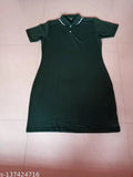 Short sleeve solid net Coller long t-shirt for women, India-made trendy polo style