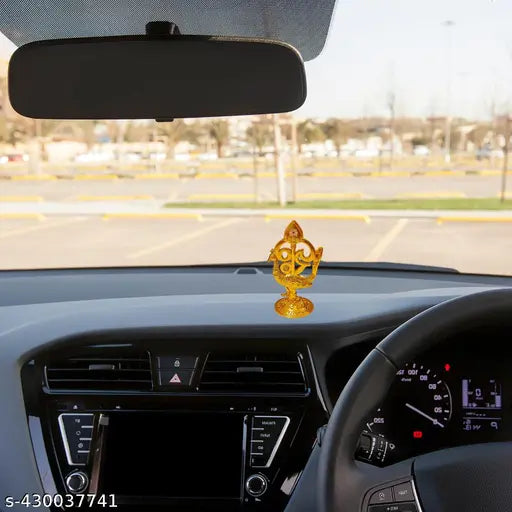 Gold-toned peacock religious idol, suitable for car dashboard, pooja room, office, home decor, or return gifts. Indian handcrafted peacock showpiece
