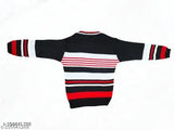 Boys striped wool sweater set, black and red stripes, full sleeves, 6-9 months to 4-5 years sizes available