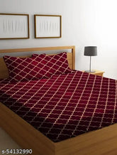 Multi-color microfiber double 3D printed bedsheet (144TC) by Red Petals Collections - vibrant pattern for adult flat sheets, made in India
