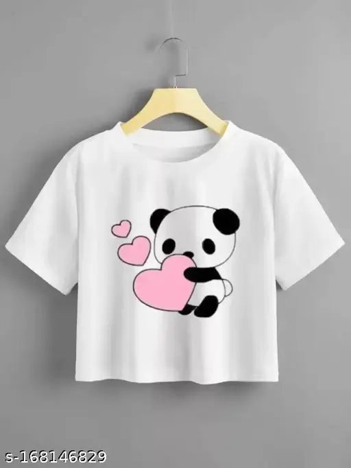 Women's printed cotton blend top with short sleeves, stylish for office and casual wear daily. Versatile, soft hand feel, perfect with denim jeans