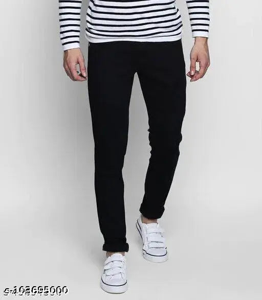 Stylish black slim-fit jeans for men, C2FH brand, high-quality stretchable material