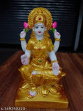 Marble Dust Laxmi Maa statue, 7-inch resin idol for home decor, gold finish on display