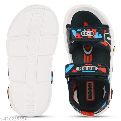 Dark blue printed Velcro outdoor shoes for children ages 15 years, waterproof and durable rubber sole