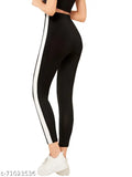 Striped cotton Lycra yoga tights for women, pack of 2 - comfort and style for active wear, sizes 28-32 (India origin)