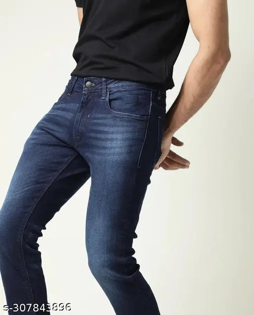 Stylish blue denim jeans for men by Markview - Solid fit, available in sizes 28, 30 (IN)