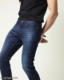 Stylish blue denim jeans for men by Markview - Solid fit, available in sizes 28, 30 (IN)