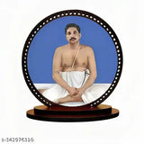 Handcrafted wooden Lord Anukul Thakur ji idol for car dashboard, double-sided pre-taped, ideal for home decor and gifting. Indian art, matte finish MDF texture. Dimensions: 3in x 3.2in (idol) & 3in x 9in (hanging). Made in India