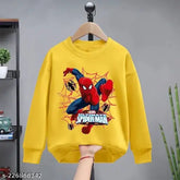 Printed kids long sleeve cotton sweatshirt, round neck cartoon graphic sports top - vibrant, comfortable, trendy kids fashion