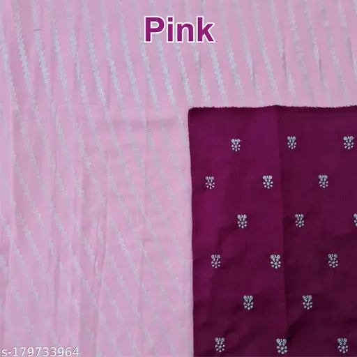 Pink Georgette foil work saree with separate Art Silk blouse, free size, 5.3m length