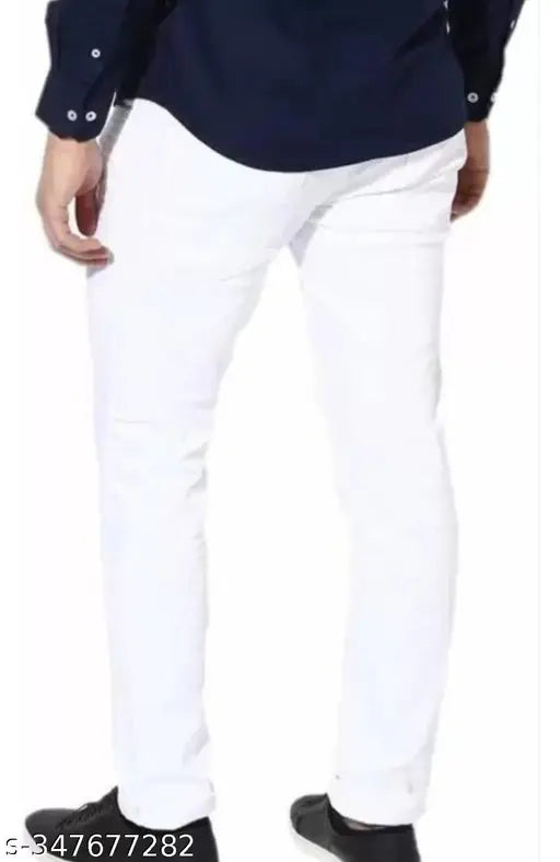 Denim, plain white jeans for men by MOD MEN - size-specific