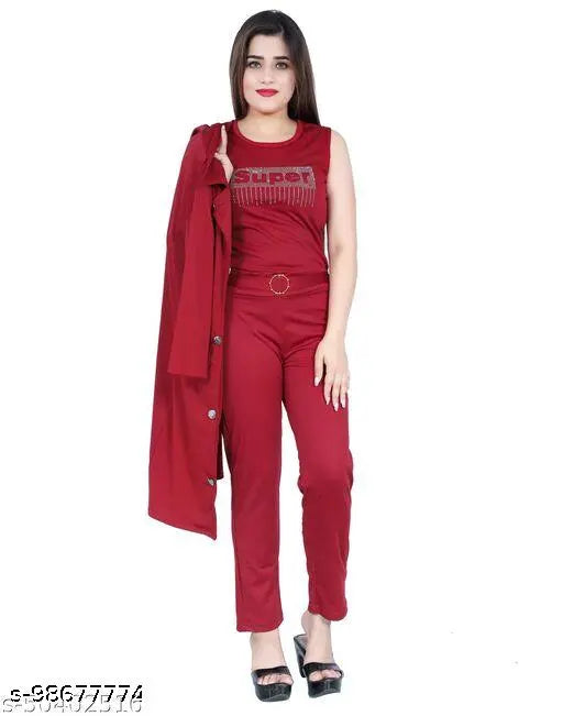 Trendy cotton blend jumpsuit set for party & casual wear - solid color, 3-quarter sleeves, India design
