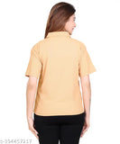 Women's cotton Metty half-sleeve solid polo t-shirt, short sleeves, solid pattern, size S (bust 36in, length 22in), made in India