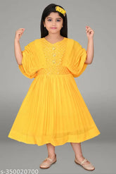 Embellished Georgette net butterfly frock for girls (2-3, 3-4, 4-5 years), western wear by Rqueen Fashion, Indian origin