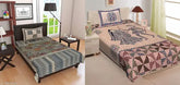 Blue Barmeri Chokada and Dandiya, superfine cotton summer flat sheets with Jaipuri prints, 104 thread count, ideal for adults. Traditional Rajasthani screen printing methods used