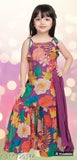 Ethnic wear Sharara set for girls, printed Georgette dress with palazzo bottoms and sleeveless design. Available in sizes from 3-4 to 14-15 years. Indian origin