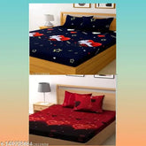 Double 3D printed bedsheet & 4 pillow covers - modern, high-quality bedding set from India