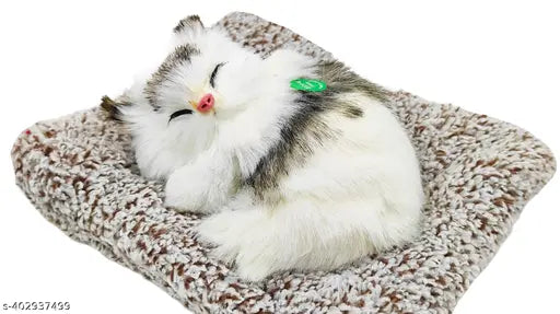 Sleeping cat musical toy, India-made, plays meow sound after touch