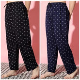 Cotton maxi length dotted nightwear/lounge payjama set for women - pack of 2, India origin